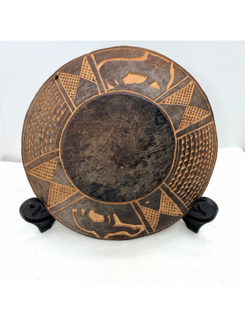 African or Native American Indian? Primitive Antique Hand Carved Wooden Bowl